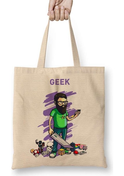 Nerd Geek Gamer Bez Çanta Uzun Saplı