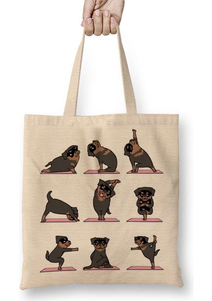 Rottweiler Yoga Rotfaydır Pug Köpek Yoga Bez Çanta Uzun Saplı