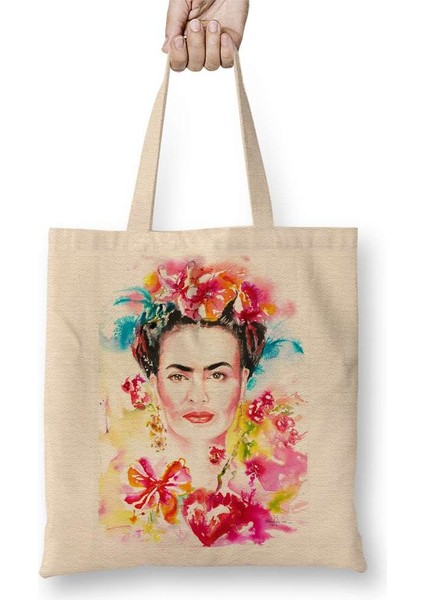 Frida Kahlo 7 Bez Çanta Uzun Saplı