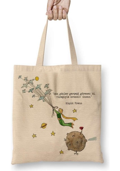 Le Petit Prince Küçük Prens 05 Bez Çanta Uzun Saplı