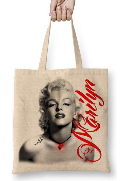 Red Marilyn Monroe Red Bez Çanta Uzun Saplı