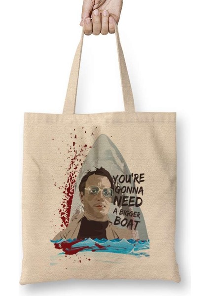 Jaws You're Gonna Need A Bigger Boat Bez Çanta Uzun Saplı