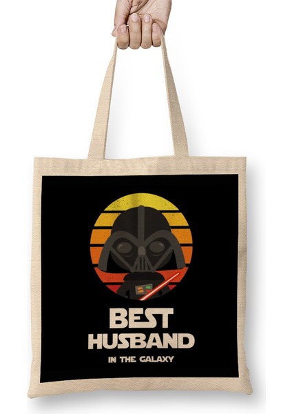 Best Husband In The Galaxy Husband Star Wars Bez Çanta Uzun Saplı