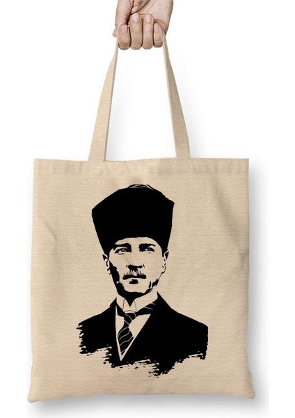 Mustafa Kemal Atatürk Bez Çanta Uzun Saplı