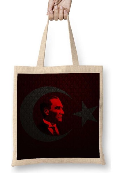Atatürk 01 Bez Çanta Uzun Saplı
