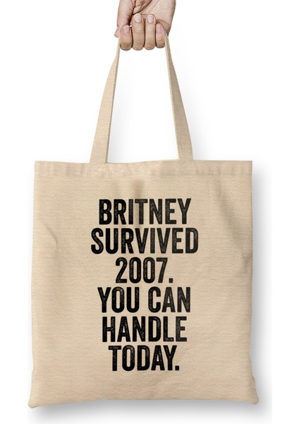 Britney Survived 2007 Art Meme Dank Funny Bez Çanta Uzun Saplı