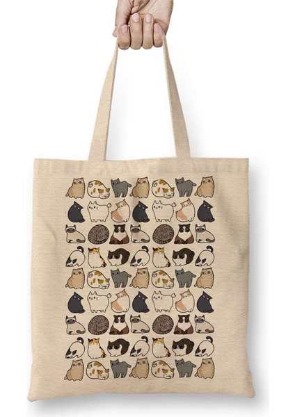 Kediler Cats Cats Cats Graphic Bez Çanta Uzun Saplı