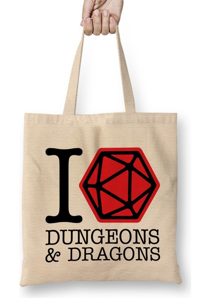 I Love Dungeons And Dragons Bez Çanta Uzun Saplı