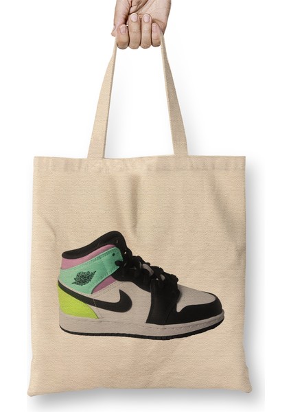 Jordan 1 Mid Pastel Black Toe Bez Çanta Uzun Saplı
