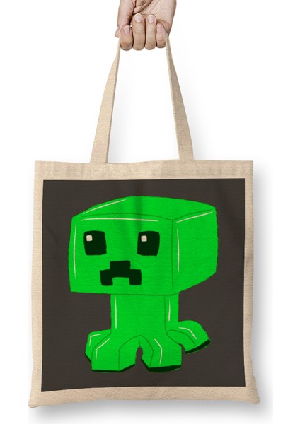 Minecraft Creeper 03 Bez Çanta Uzun Saplı