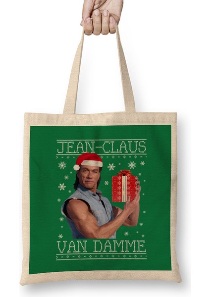 Jean Claus Van Damme Christmas Knit Bez Çanta Uzun Saplı