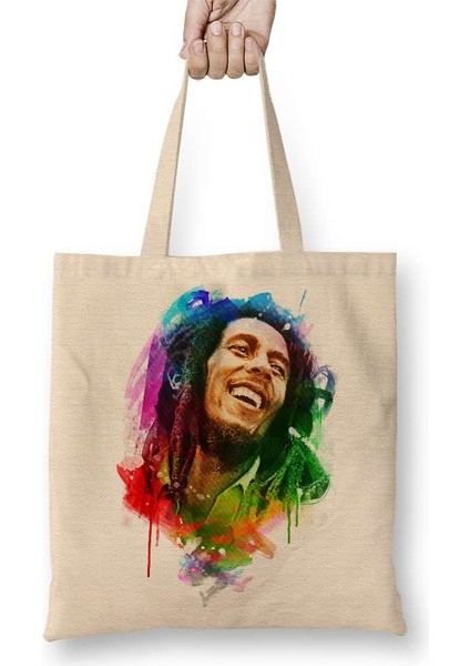 Bob Marley Mutluluğun Rengi Bez Çanta Uzun Saplı