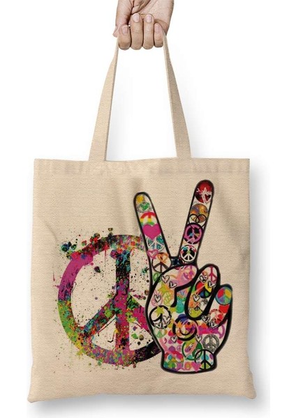 Peace Barış Simge 2 Bez Çanta Uzun Saplı