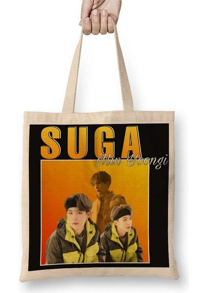 Bts Suga Min Yoongi 90S Bez Çanta Uzun Saplı