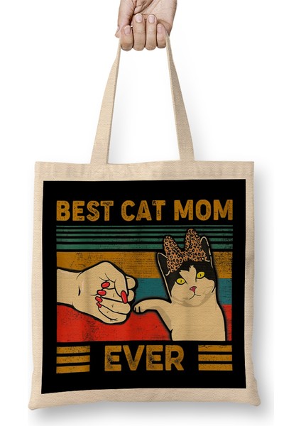 Vintage Best Cat Dad Ever Funny Smudge Cat Daddy Father Day Bez Çanta Uzun Saplı
