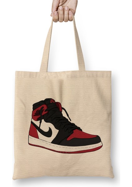 Bred 1 Sneaker Air Jordan 1 Bez Çanta Uzun Saplı