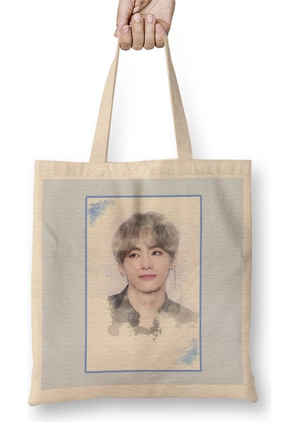 Bts Tae Watercolor Bts Army Kpop Gift BT21 Bez Çanta Uzun Saplı