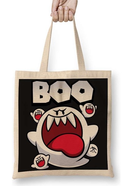 Süper Mario Boo Bez Çanta Uzun Saplı