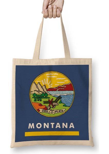 Montana State Flag Bez Çanta Uzun Saplı