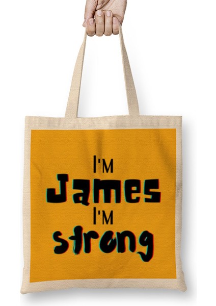 James Name Custom Design Gift Baby- Gift For Him Bez Çanta Uzun Saplı