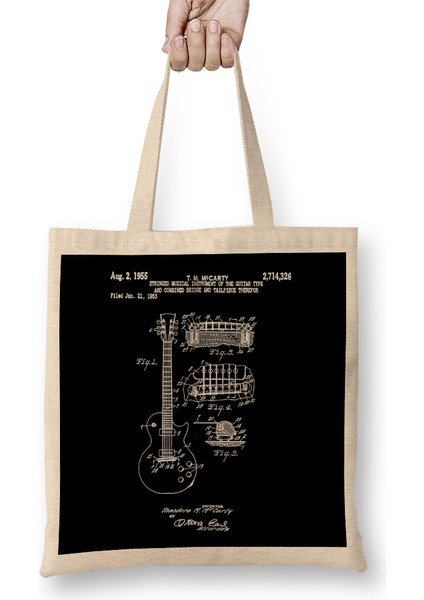 Patent 1955 Gibson Les Paul Guitar Bez Çanta Uzun Saplı