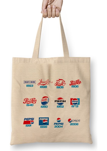 Pepsi Logo History Bez Çanta Uzun Saplı