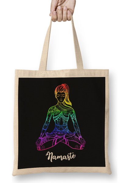 Namaste Yoga 02 Bez Çanta Uzun Saplı