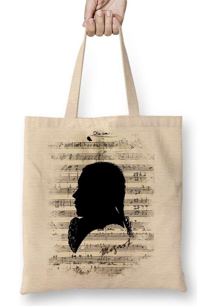 Wolfgang Amadeus Mozart Piyano Müzik Notaları Bez Çanta Uzun Saplı