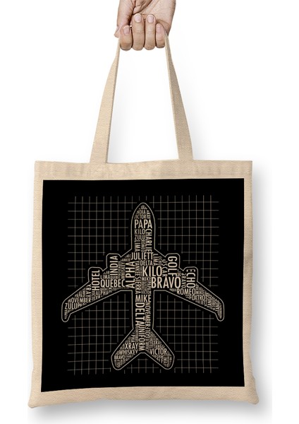 Phonetic Alphabet Airplane Pilot Flying Aviation Bez Çanta Uzun Saplı