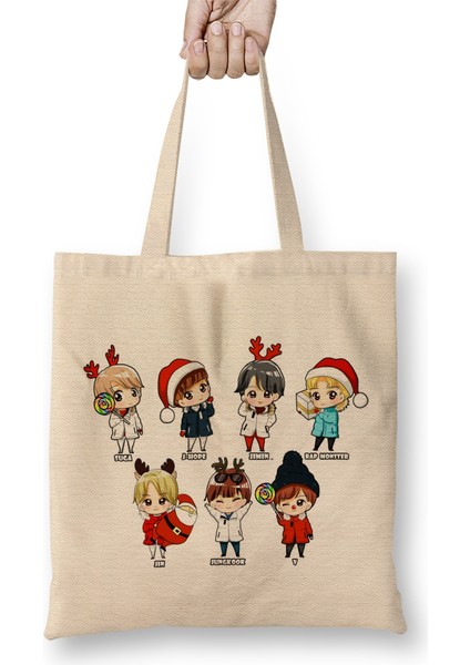 Bts Christmas Gift Kpop Bts Chibi Christmas Bez Çanta Uzun Saplı