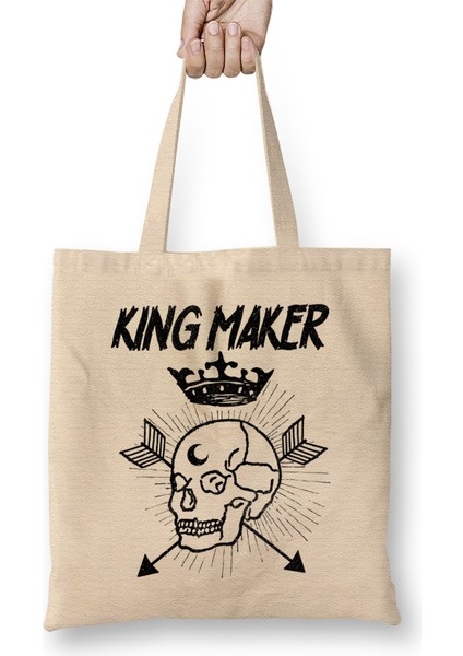 Warrior Skull Crown King Maker Historical Fantasy Bez Çanta Uzun Saplı