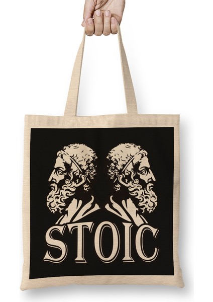 Stoic Happiness Depends On Your Thoughts Quote Marcus Aurelius Bez Çanta Uzun Saplı