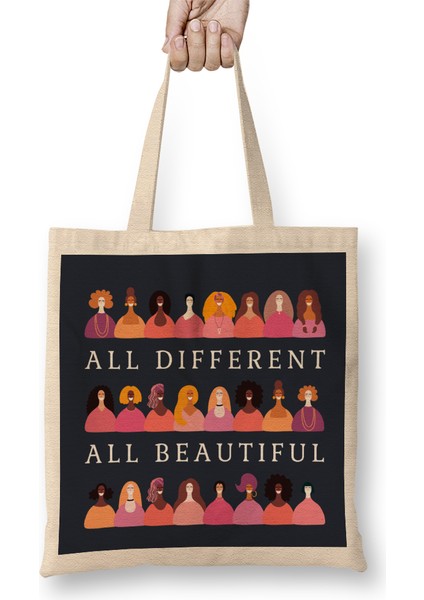 Feminism Girl Power All Different All Beautiful Bez Çanta Uzun Saplı