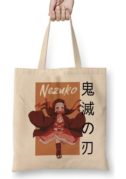 Graphic Demon Slayer Dark Fantasy Anime Nezuko Meme Art Bez Çanta Uzun Saplı