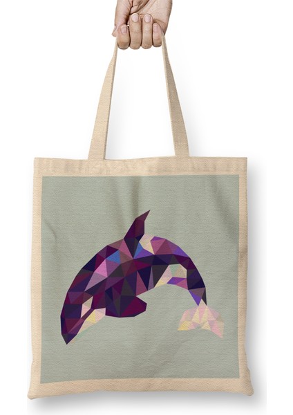Geometric Animal Killer Whale Orca Bez Çanta Uzun Saplı
