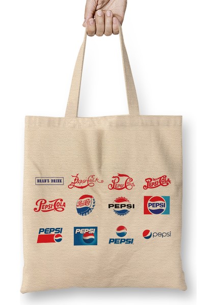 Pepsi Logo 02 Bez Çanta Uzun Saplı