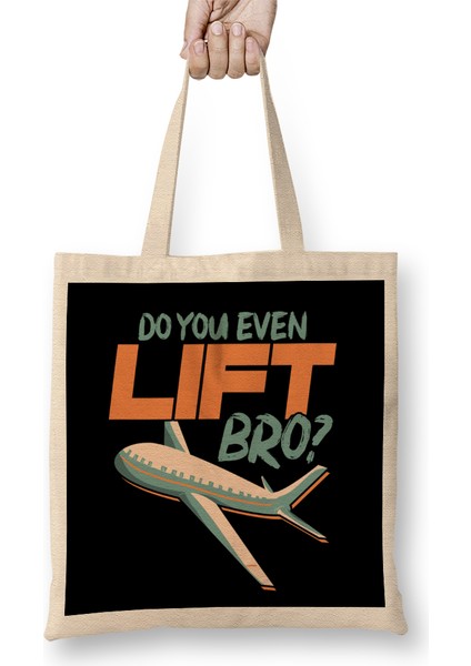 Do You Even Lift Bro Funny Airplane Pilot Pun Bez Çanta Uzun Saplı
