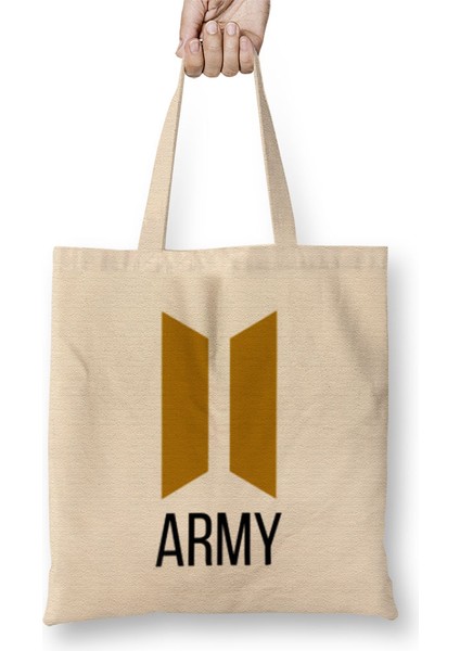 Bts Army Gift Logıo Merch Bez Çanta Uzun Saplı