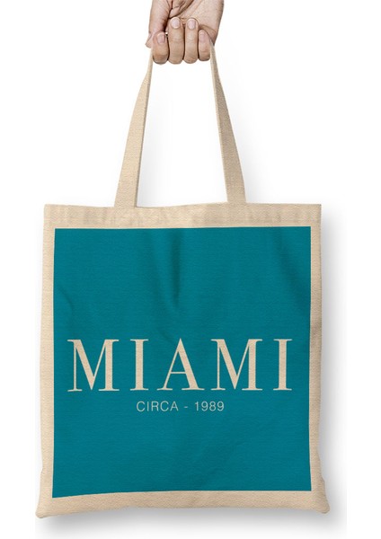 Miami Slogan Bez Çanta Uzun Saplı