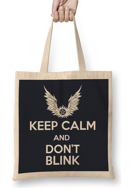 Keep Calm And Don't Blink Doctor Who Bez Çanta Uzun Saplı