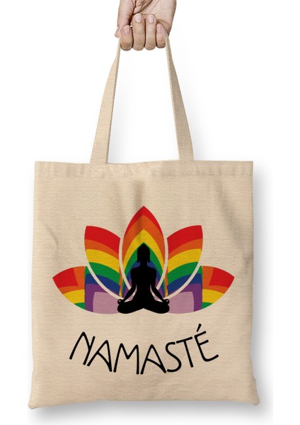 Namaste Yoga 01 Bez Çanta Uzun Saplı