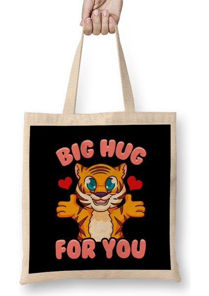 Cute & Funny Big Hug For You Adorable Baby Tiger Bez Çanta Uzun Saplı