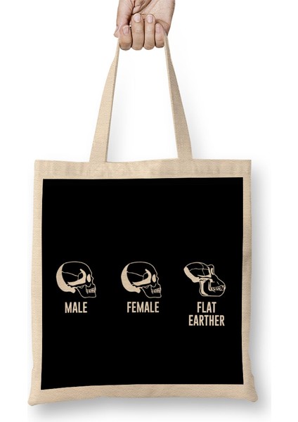 Male Female Flat Earther Skulls Flat Earth Bez Çanta Uzun Saplı