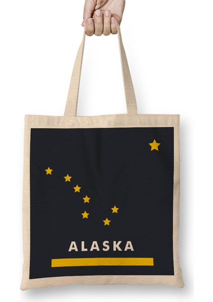 Alaska State Flag Bez Çanta Uzun Saplı