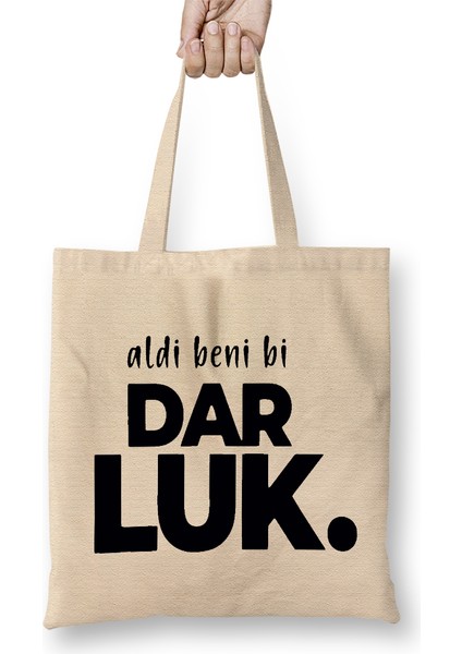 Aldi Beni Bi Darlukyeni Karadeniz Tasarım Bez Çanta Uzun Saplı