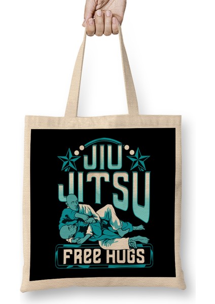 Funny Jiu Jitsu Free Hugs Pun Bjj Martial Arts Bez Çanta Uzun Saplı