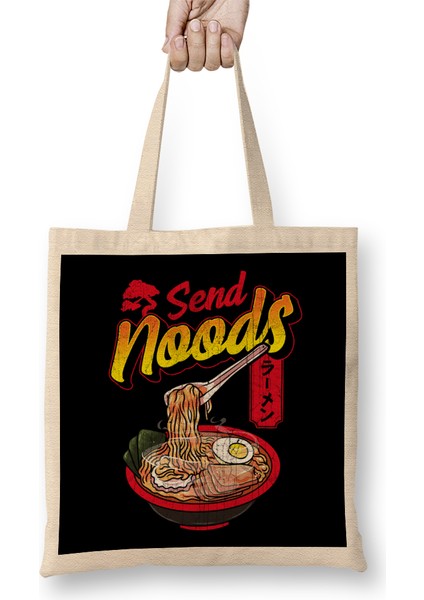 Funny Send Noods Anime Gamer Pho Ramen Noodle Pun Bez Çanta Uzun Saplı