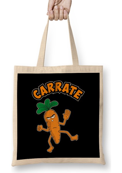 Cute & Funny Carrate Karate Training Carrot Pun Bez Çanta Uzun Saplı