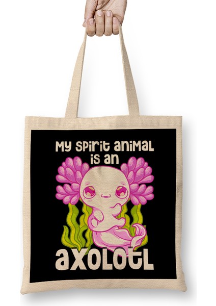 Cute & Funny My Spirit Animal Is An Axolotl Animal Bez Çanta Uzun Saplı