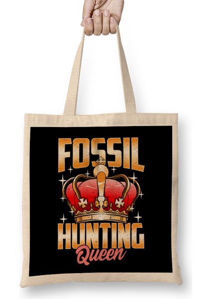 Cute Fossil Hunting Queen Girls Paleontologist Bez Çanta Uzun Saplı